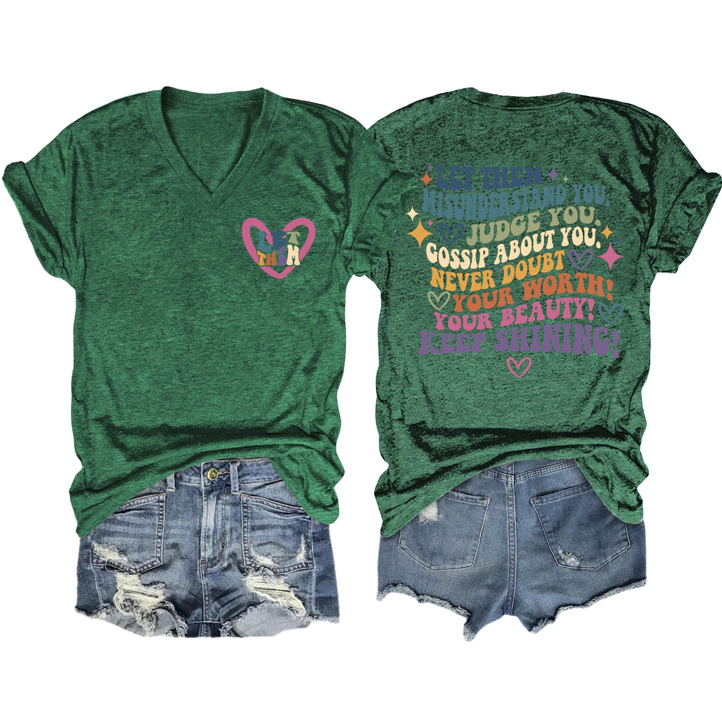 Women's Funny Letter Elegant T-shirt Duplex Printing Blouses