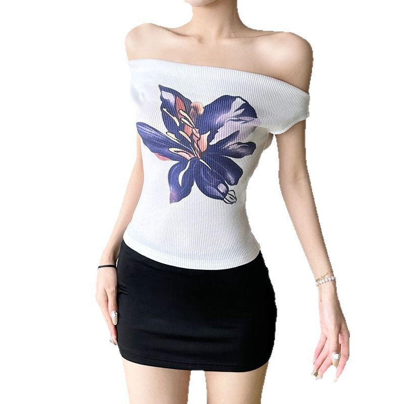 Floral Print Tight Waist Hot Sexy Blouses