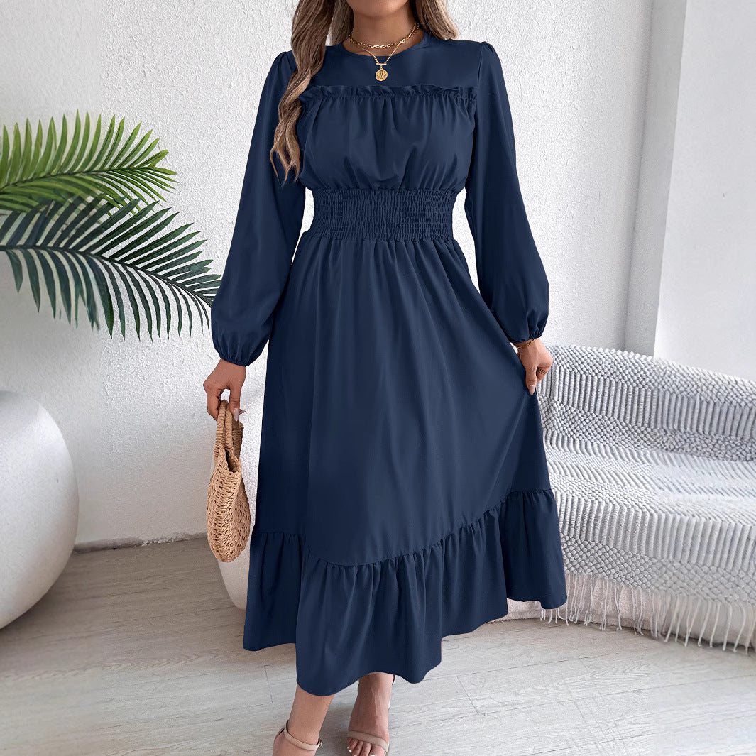 Women's Solid Color Elegant Wooden Ear Cinched Pleated Clothing