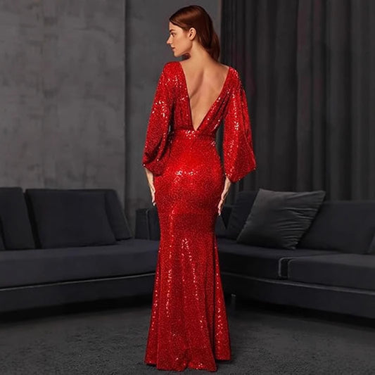 Bridal Summer Dress Sexy Slit Sequined Dresses