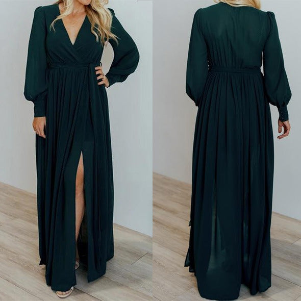 Women's Banquet Dress Swing High Waist Slit Dresses