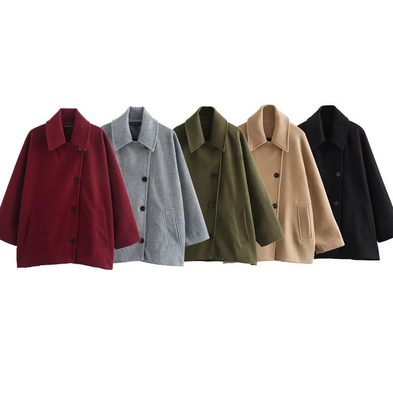 Women's New Single-breasted Lapel Loose Wool Jackets