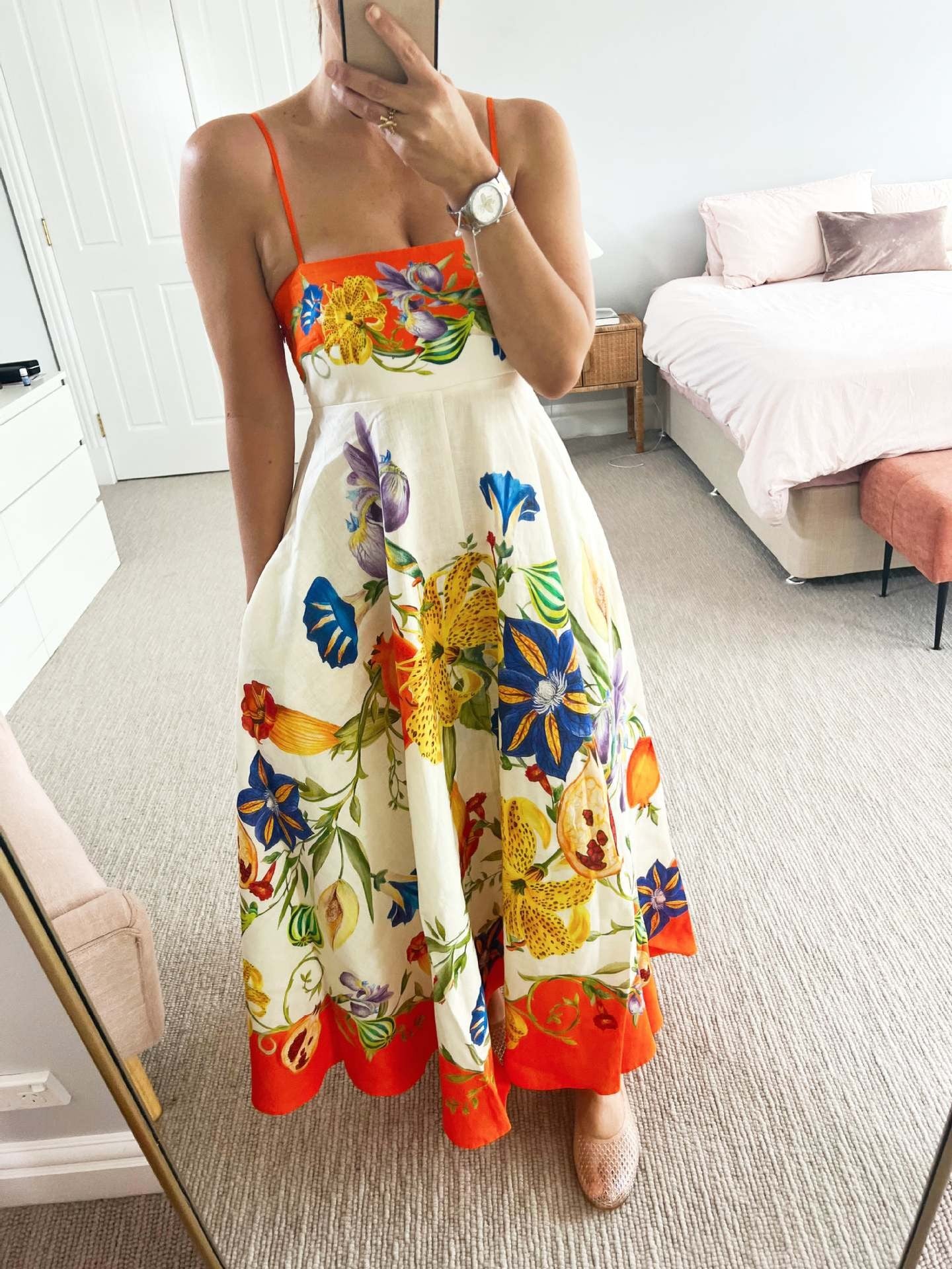 Women's Sexy Strap Iti Linen Printed Large Dress
