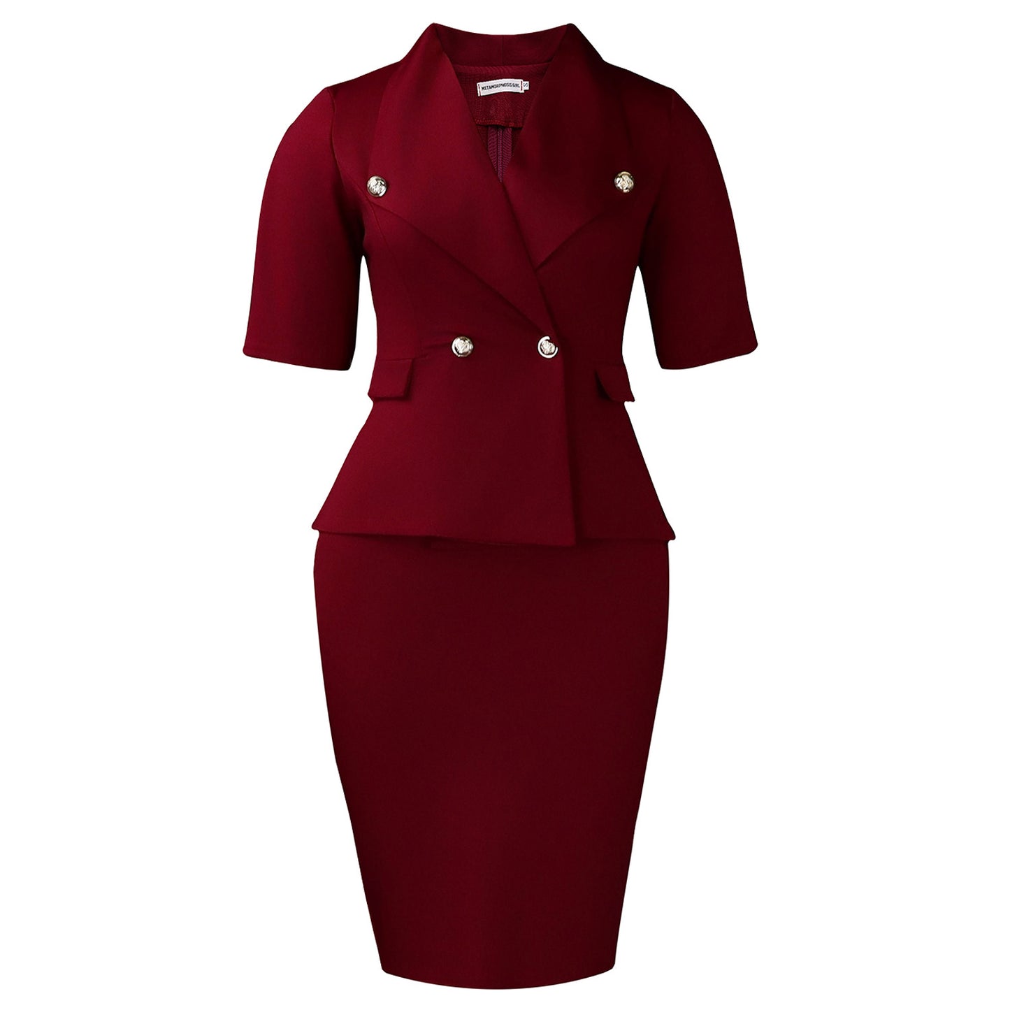 Women's Large Lapel Half Sleeve High Waist Sheath Temperament Dress