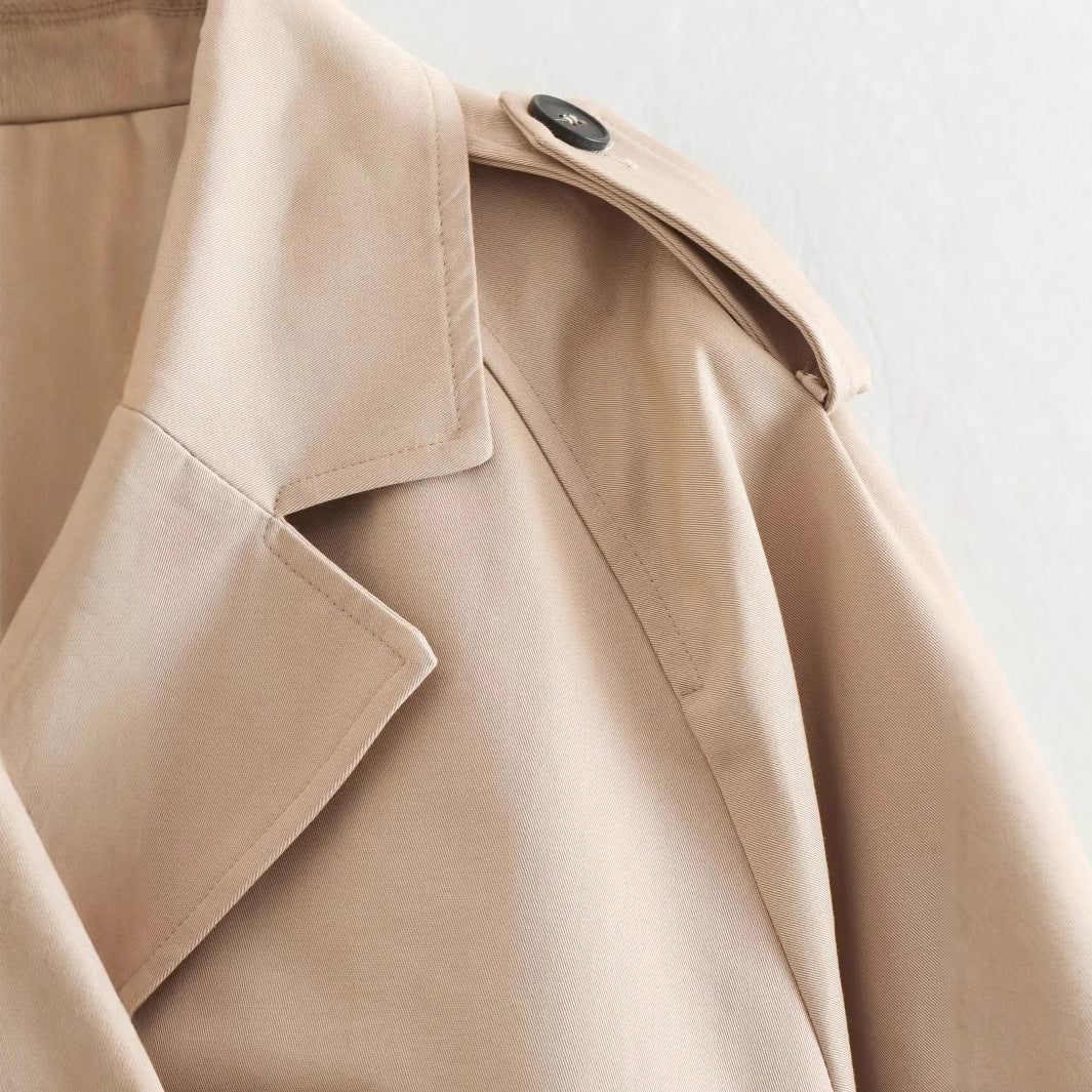 British Style Loose Cropped Long Sleeve Coats