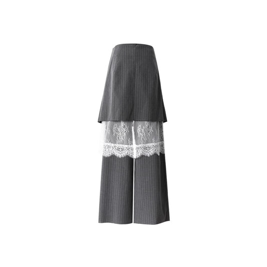 Personalized Design Three-piece Autumn Lace Patchwork Stripes Pants