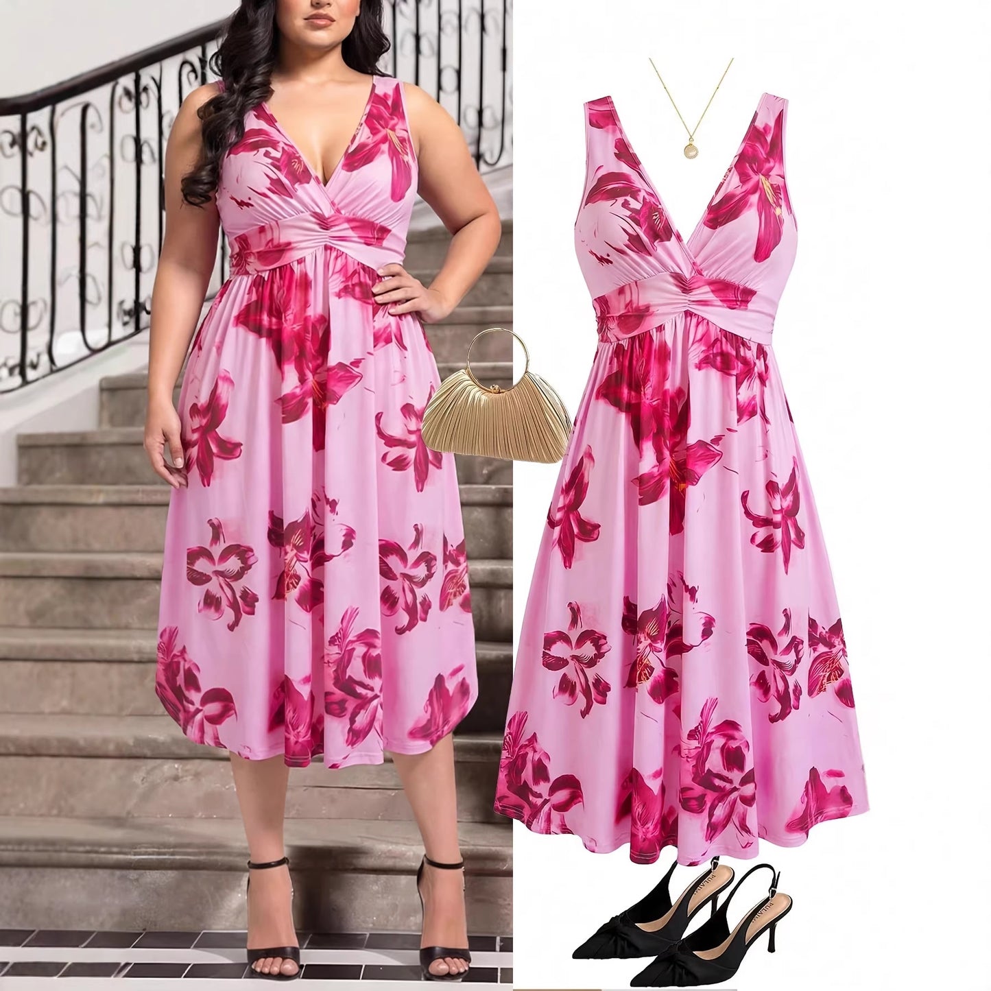 Women's Fashion Summer Elegant Bohemian Style Printing Dress