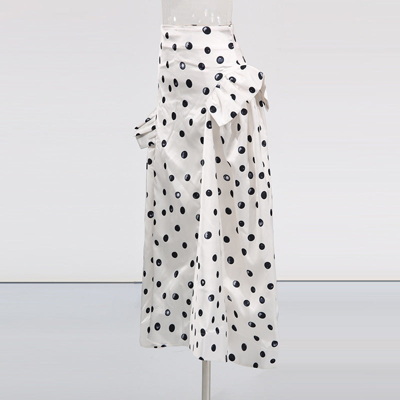 French Elegant Ruffled Stitching Polka Dot Skirts