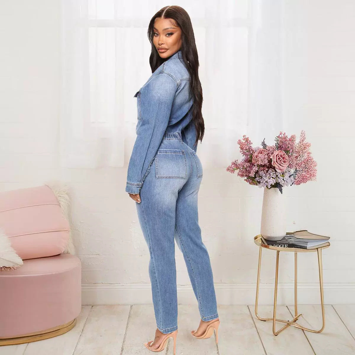 Trendy Versatile Glamorous Elegant Stretch Denim Jumpsuits