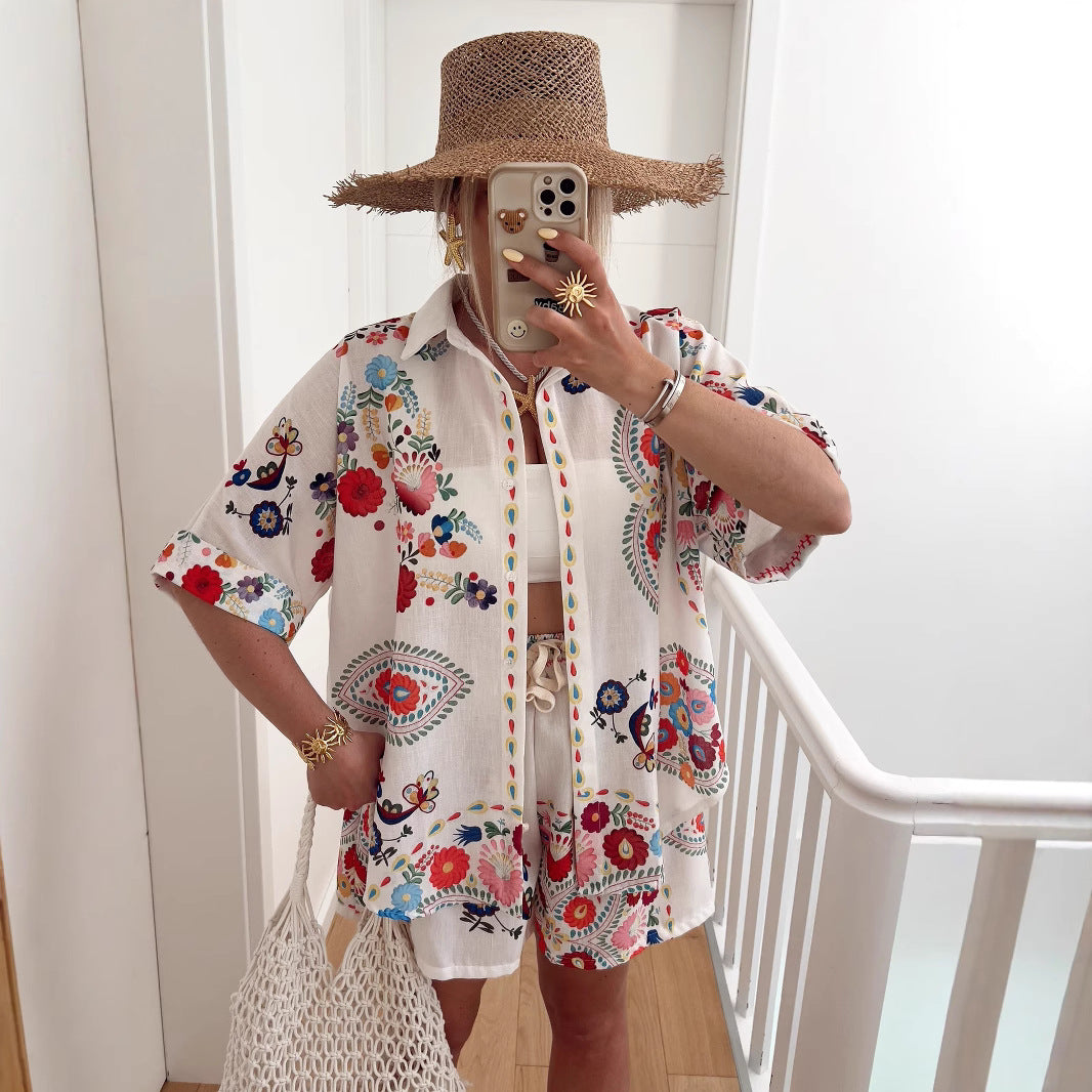 Durable Classic Stylish Bohemian Linen Shirt Fashion Casual Suit