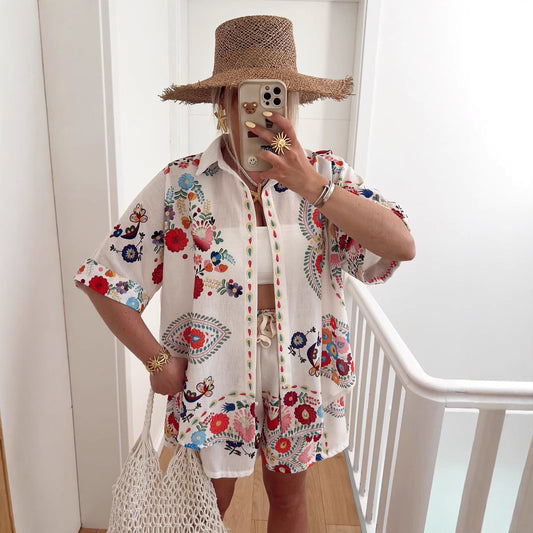 Durable Classic Stylish Bohemian Linen Shirt Fashion Casual Suit