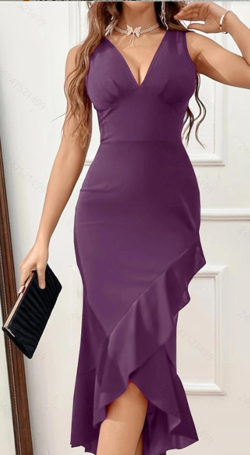 Women's Sheath Swallowtail Sexy Split Ruffled Formal Dress