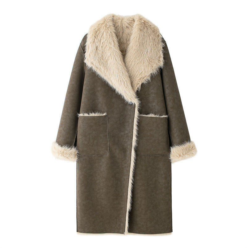 Women's Pocket Decoration Turn-down Collar Long Sleeve Coats