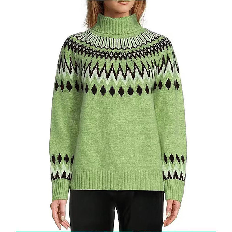 Women's Neck Fashion Casual Multicolor Slim Fit Slimming Sweater