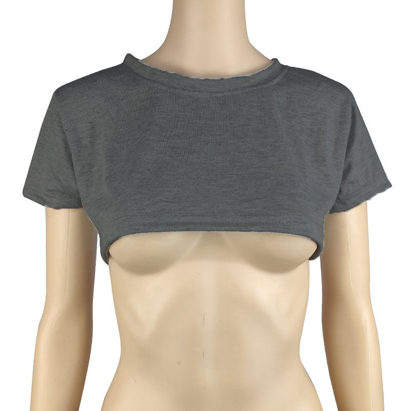 Women's Sexy Casual T-shirt Short-sleeved Solid Color Blouses
