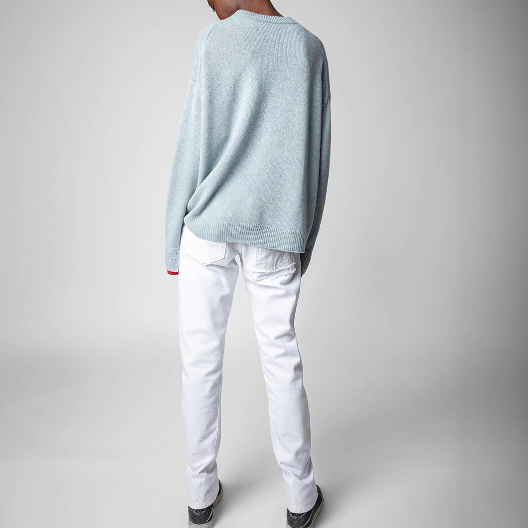 Women's Autumn French Niche Letter Love Embroidery Sweaters