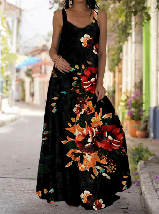 Summer Printed Dress Bohemian Strap Mop Dresses