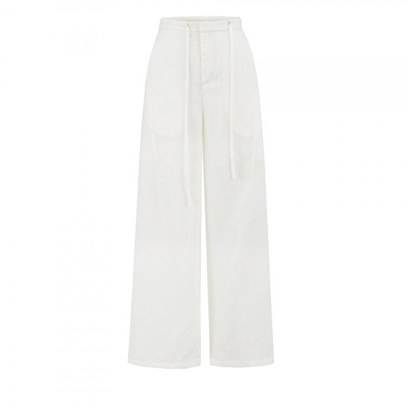 Pu Handsome Linen Low Waist Loose Pants