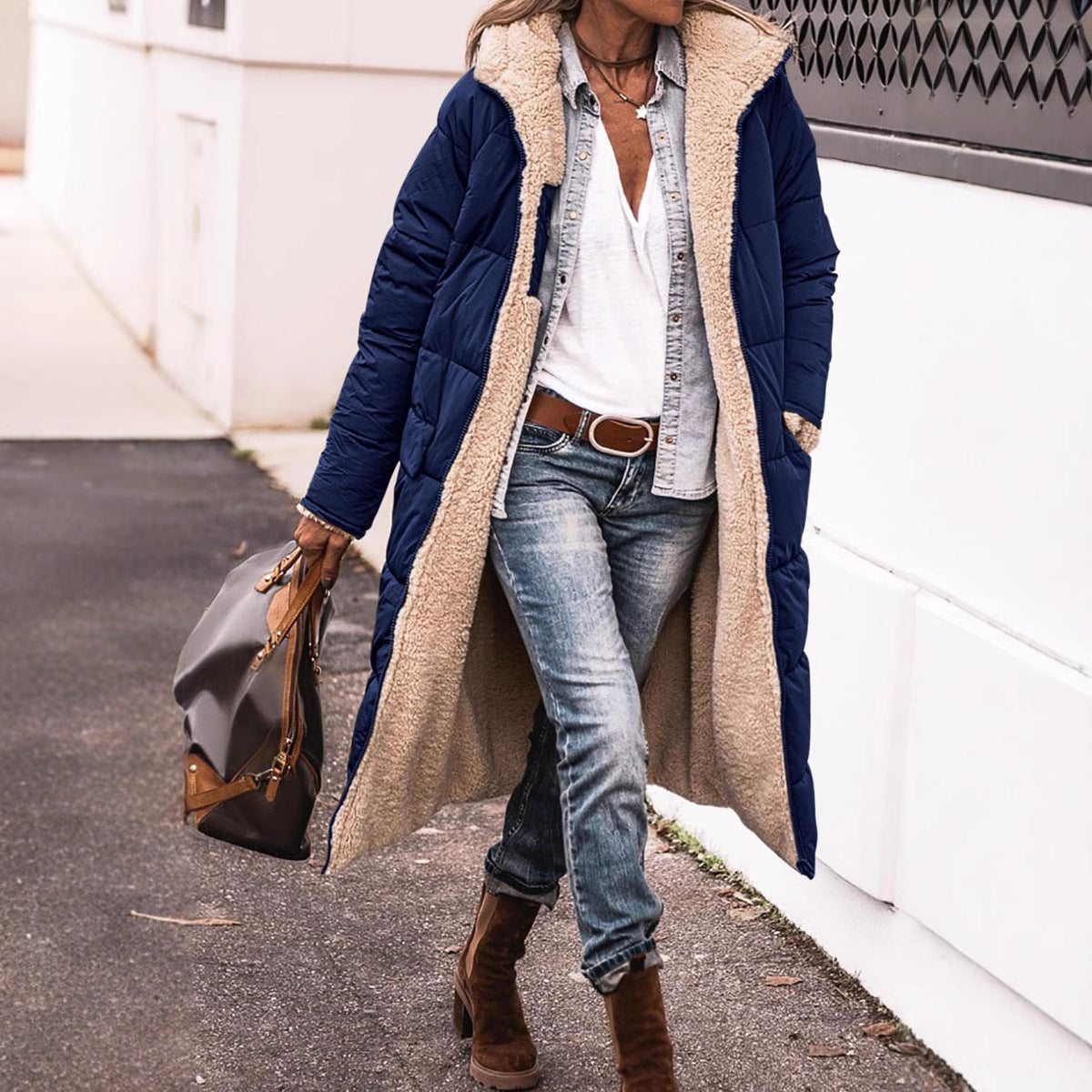 Cotton Long Sleeve Double-sided Wear Slim Coats