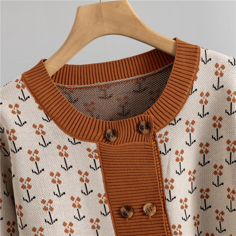 Women's Fresh Knitting Embroidered Sheath Two-piece Set Sweaters