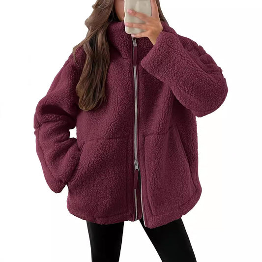Women's Casual Long Sleeve Oversized Warm Double Zipper Sweaters