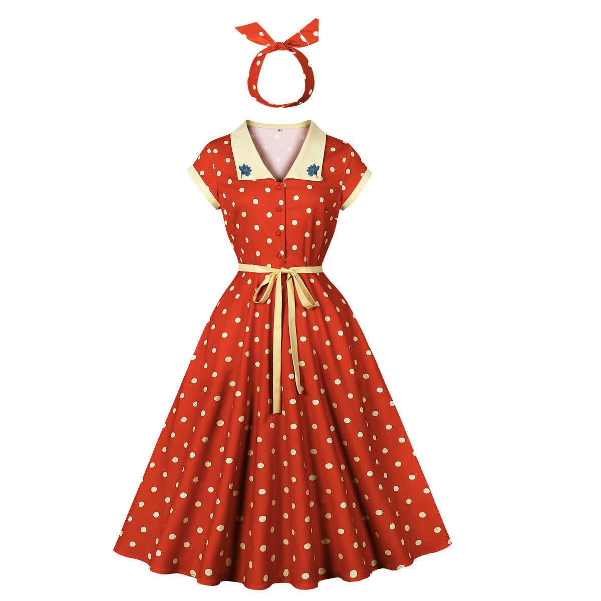 Retro Girlish Polka Dot Temperament Slimming Dresses