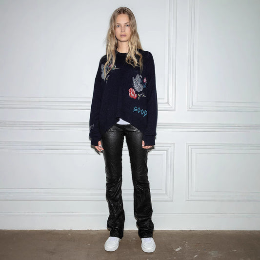 Women's French Niche Butterfly Flower Letter Embroidery Sweaters