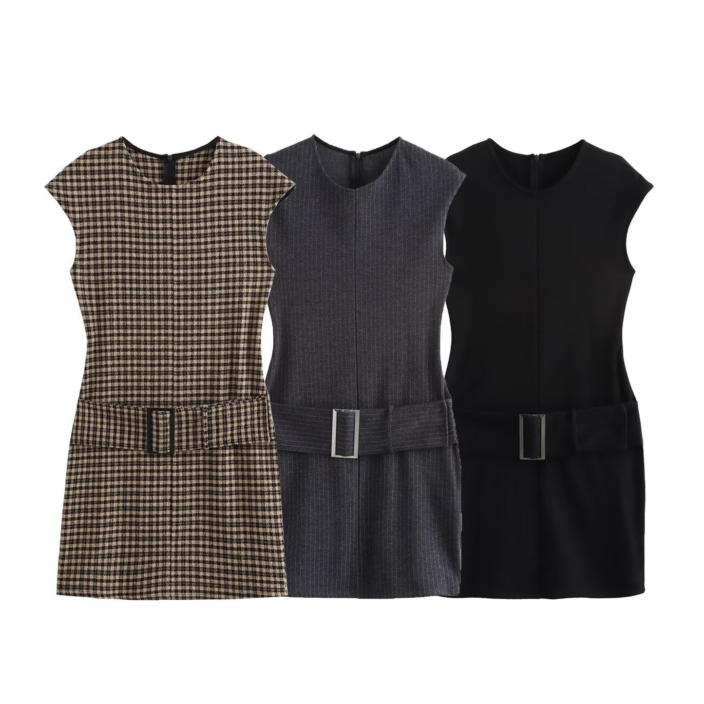 Women's Style Design With Belt Double-sided Cloth Dresses