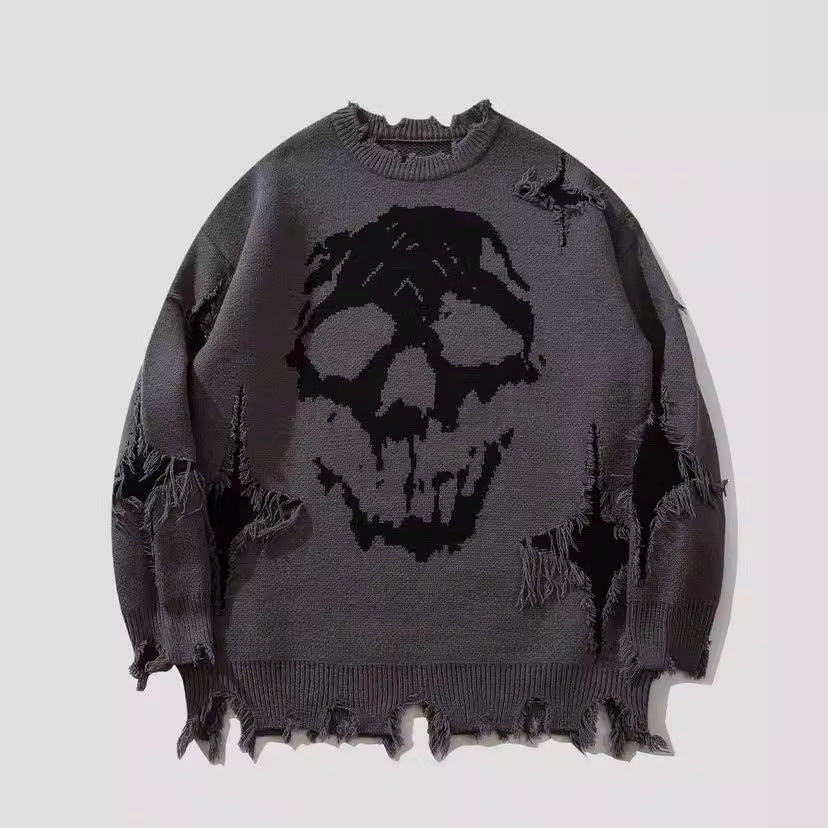 Women's & Men's & Hip Hop Dark Street Skull Jacquard Sweaters