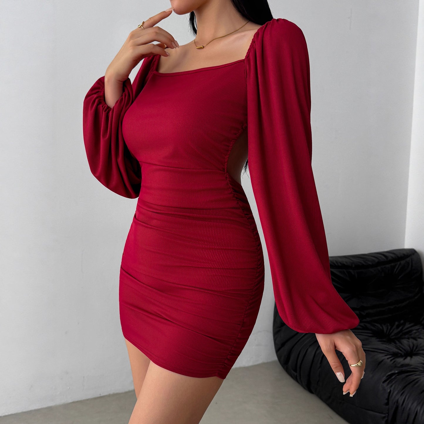 Women's Autumn Slimming Sheath Backless Temperament Leisure Long Clothing