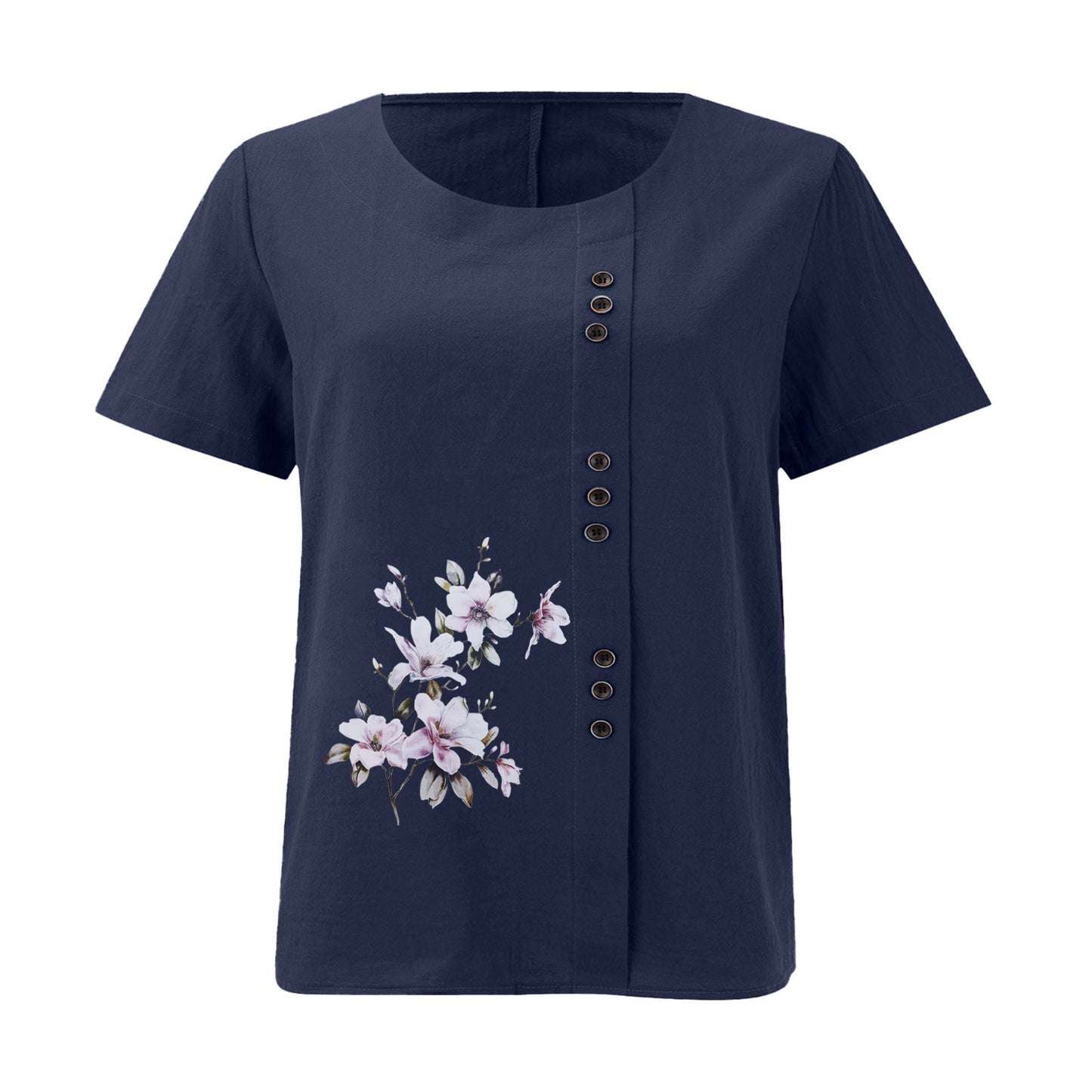 Women's Cotton Linen Retro Casual Loose Short-sleeved Blouses