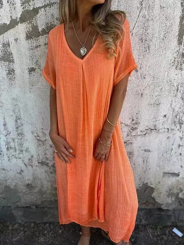 Comfortable Charming Fashion Cotton Linen Collar Dress