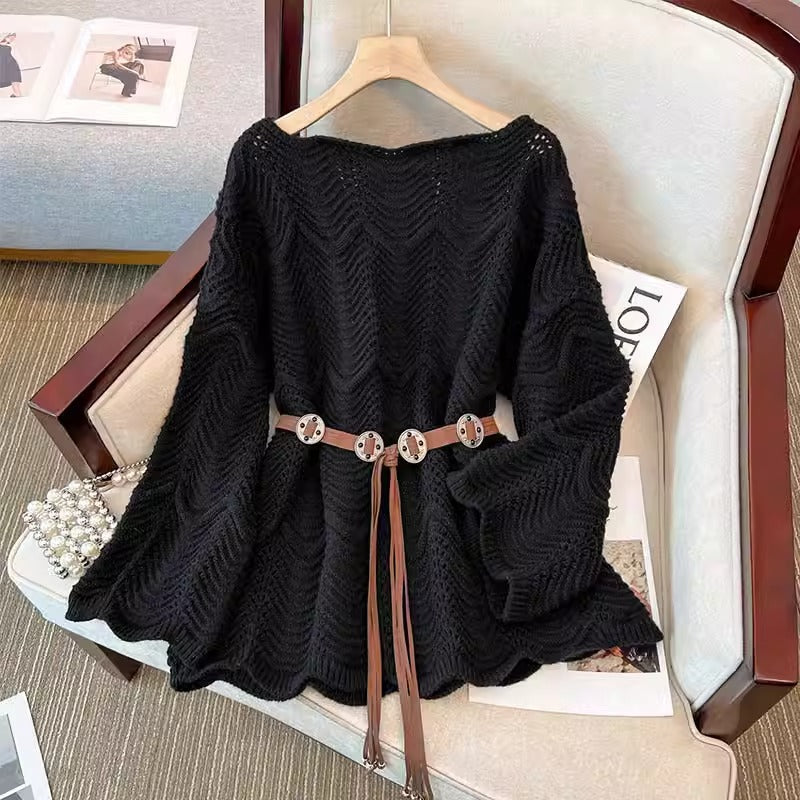 Women's Mid-length Loose Outer Wear Soft Glutinous Gentle Lace Sweaters