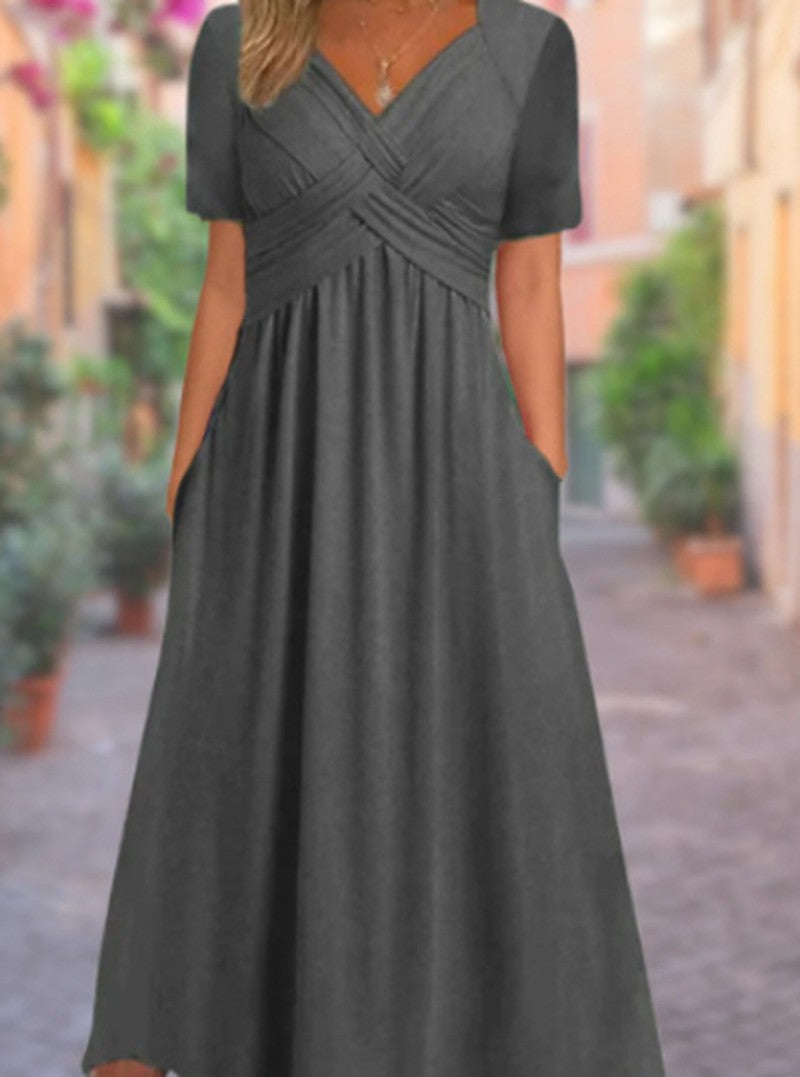 Women's Spring Personality Solid Color Sleeve Pocket Clothing
