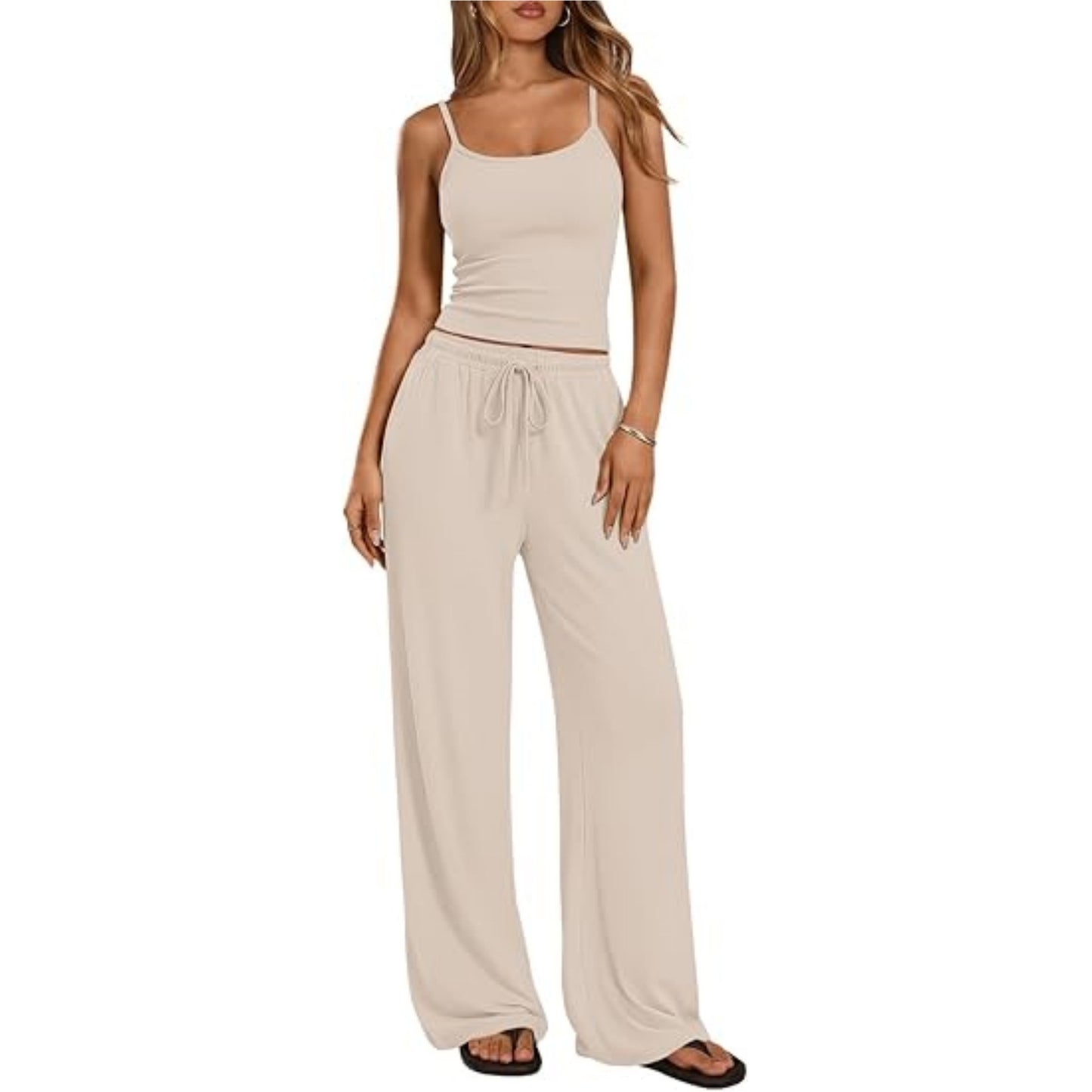 Women's Solid Color Camisole Wide Leg Set Suits