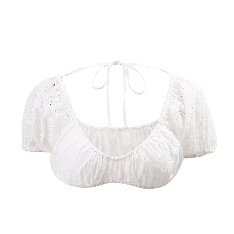 Women's French Style Backless Sweet Crocheted Hollow Blouses