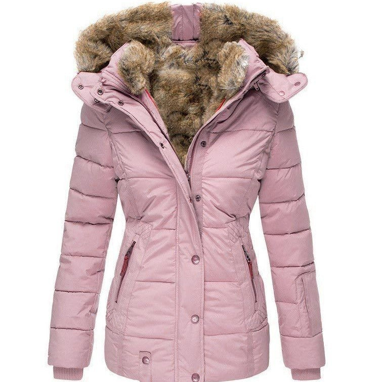 Women's Warm Fur Collar Cotton Clothes Zipper Coats