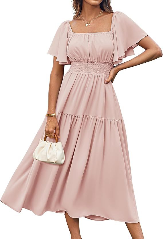 Women's Sleeve Square Collar Pleated Waist Casual Holiday Shorts