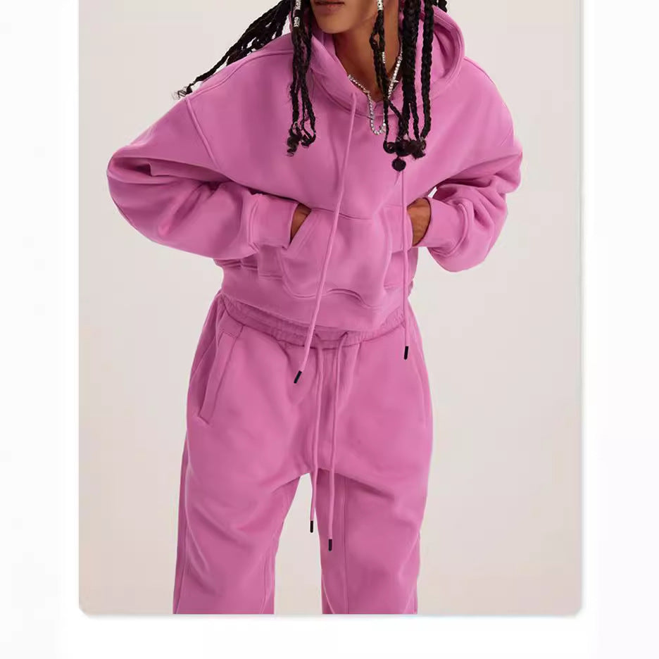 Women's Hooded Long Sleeve Two-piece Set Suits
