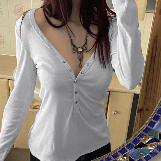 Breasted Lazy Casual Knitted Solid Color Hot Tops