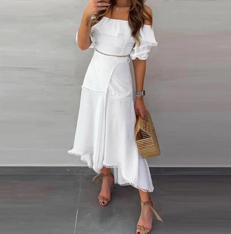 Women's Pure White Fashionable Elegant Lace Irregular Skirts