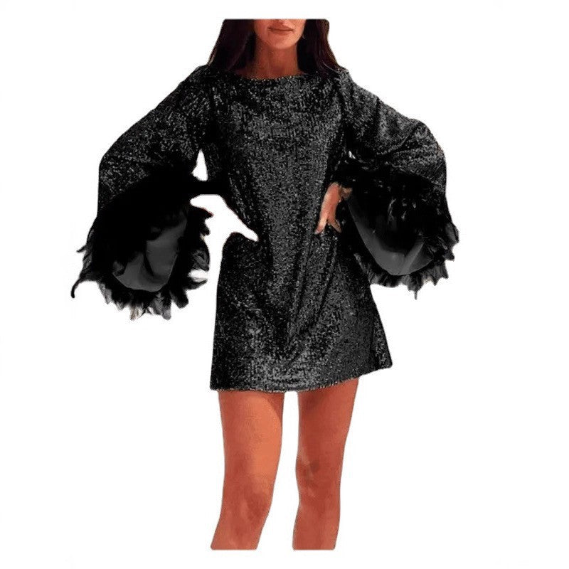 Women's Sexy Long Sleeve Colors Sequin Elegant Dresses