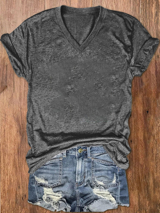 Women's Casual Loose Pullover Short-sleeved T-shirt Printed Blouses