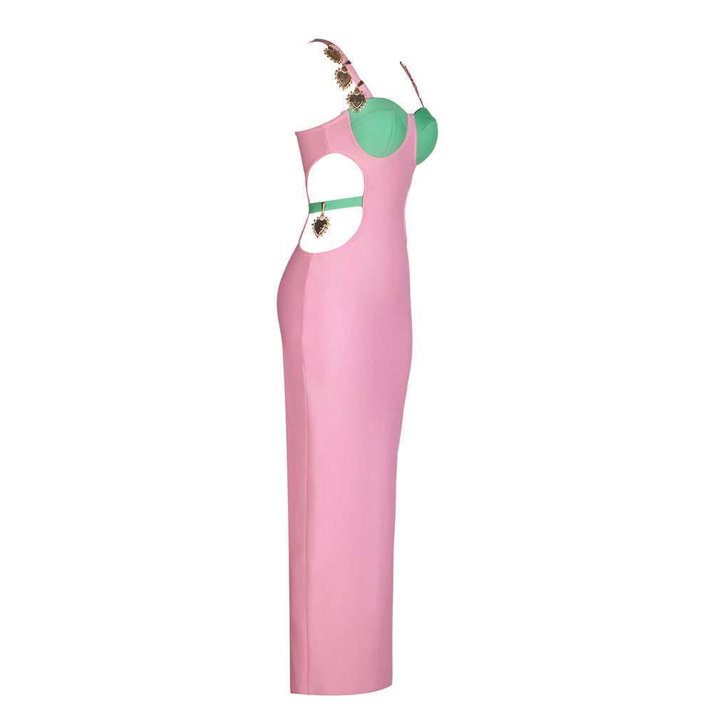 Ornament Hollow Backless Split Bandage Long Dresses