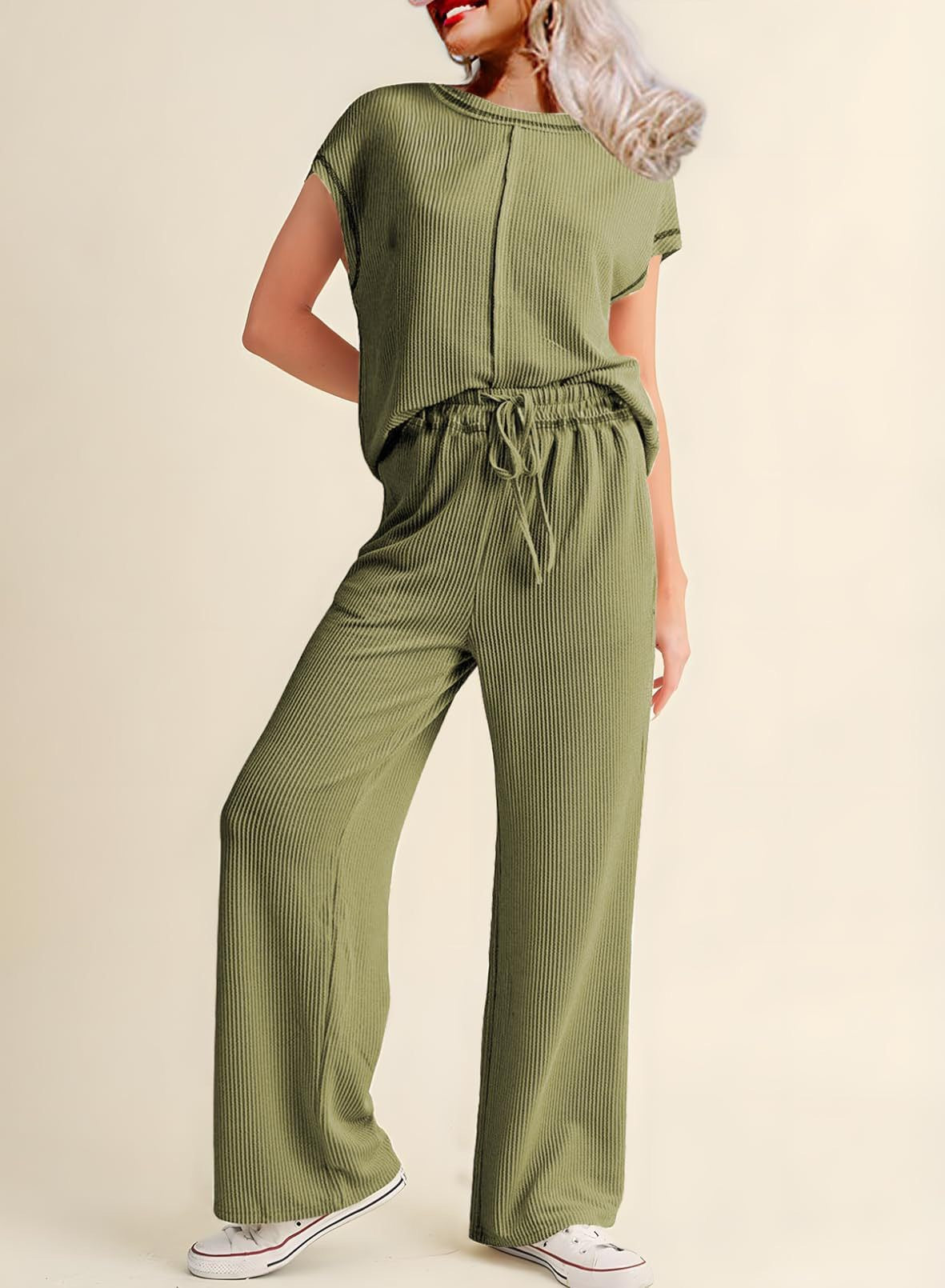 Women's Three-quarter Sleeve Commute Leisure Loose Slimming Pants