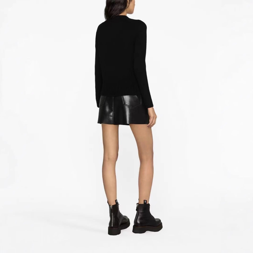 Women's French Niche Love Pattern Cashmere Black Sweaters