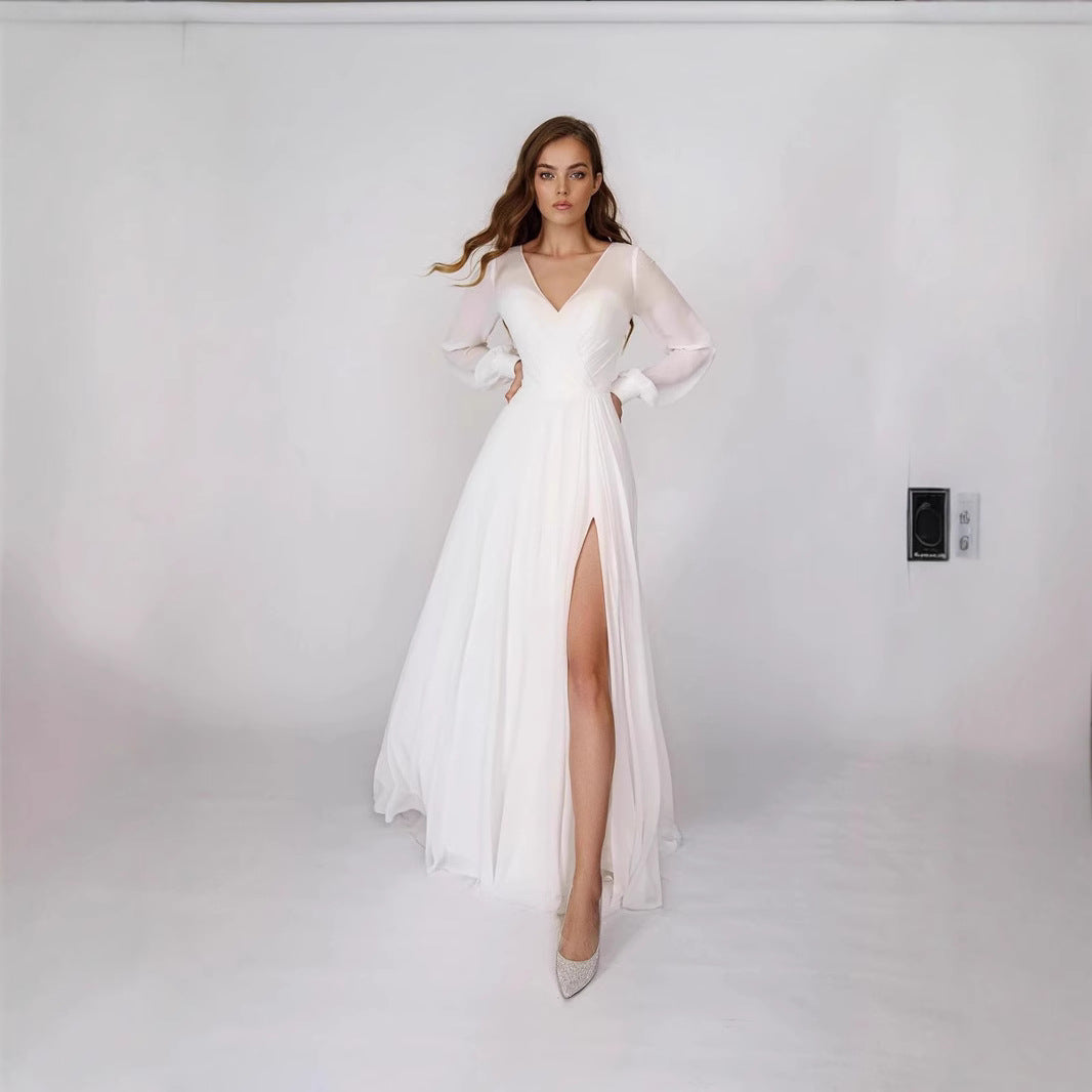 Women's Long Dress Sexy Sleeve Chiffon Mesh Dresses
