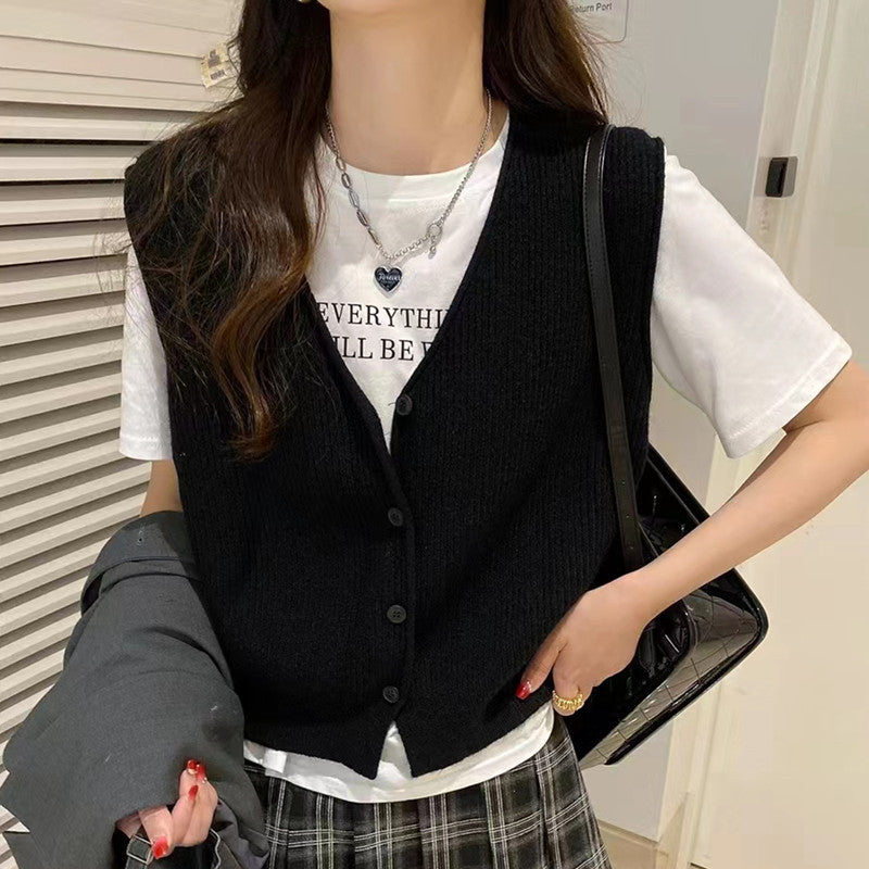 Women's V Waistcoat Knitted Spring Korean Fashion Slimming Vests
