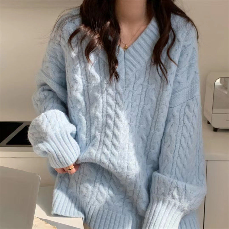 Women's Glutinous Loose Outer Wear Idle Style Design Sense Sweater