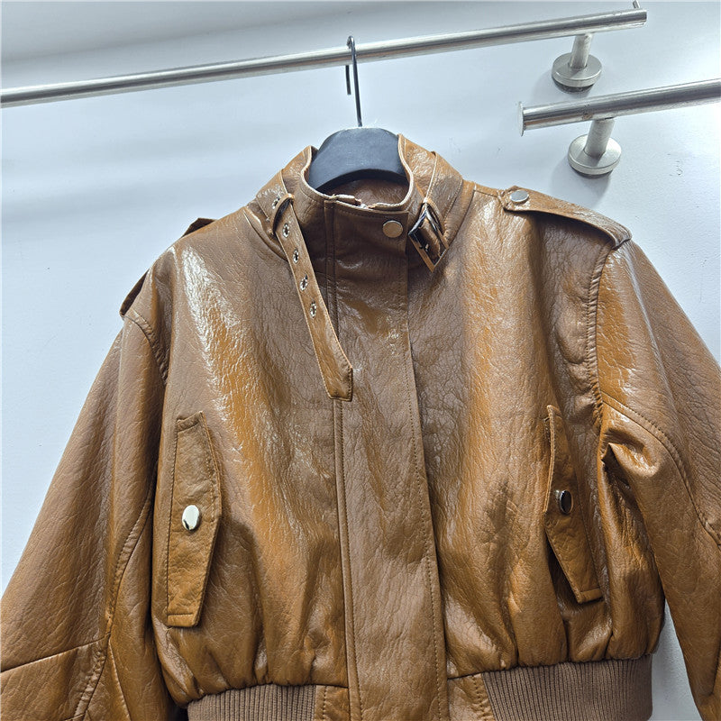 Women's Hot Loose Western Style Stand-up Collar Korean Autumn Coats
